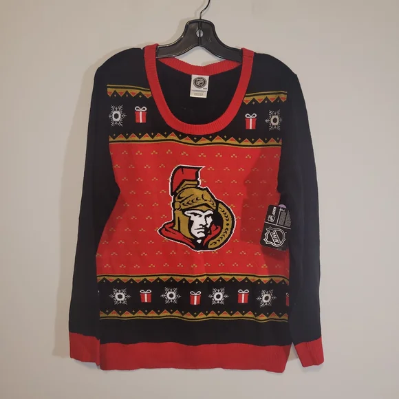 NHL Ottawa Senators Knit Sweater XL Women Holiday Ugly Christmas - Picture 2 of 6
